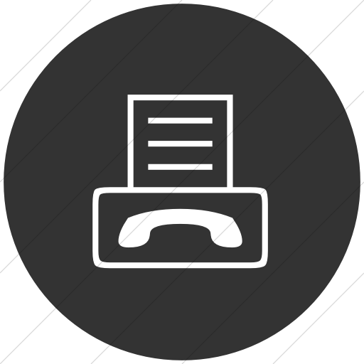 Flat Circle White On Dark Gray Classica Fax Machine Icon