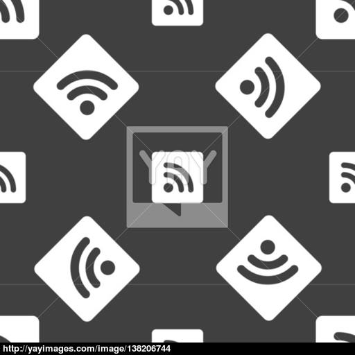 Rss Feed Icon Sign Seamless Pattern On A Gray Background Vector