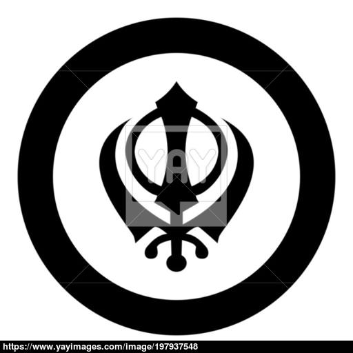 Khanda Symbol Sikhi Sign Icon Black Color Vector Illustration