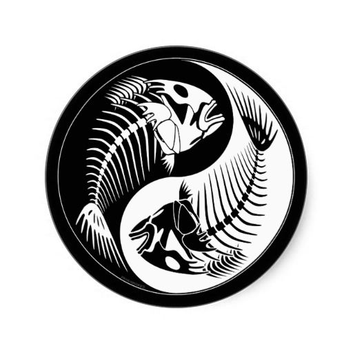 Fish Bone Yang Classic Round Sticker Tattoos