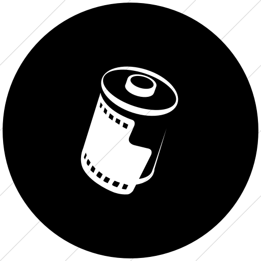 Flat Circle White On Black Classica Roll Of Film Icon