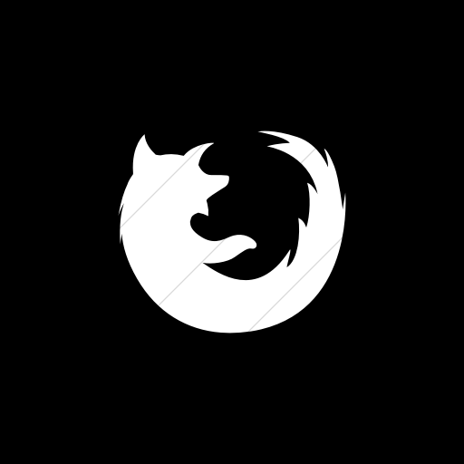 Flat Square White On Black Social Media Firefox Icon
