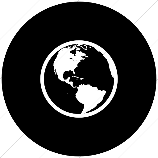 Flat Circle White On Black Classica Earth Americas Icon
