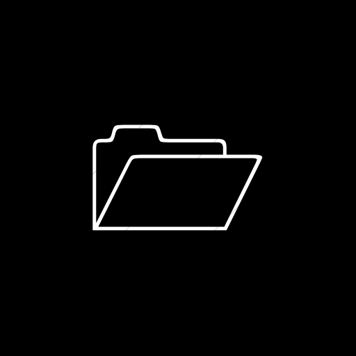 Flat Square White On Black Classica Open Folder Icon