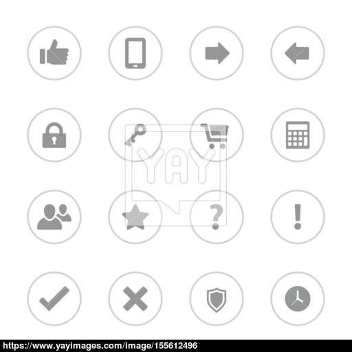 Gray Simple Flat Icon Set With Circle Frame Vector