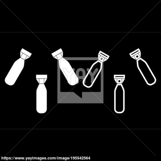 Military Air Bomb Icon Set White Color Illustration Flat Style