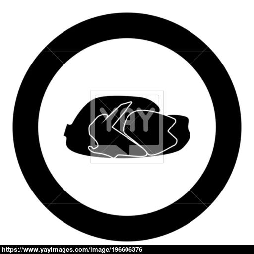 Fried Chicken Dish Black Icon In Circle Vector Illustration