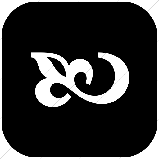 Flat Rounded Square White On Black Classica Flourish Icon