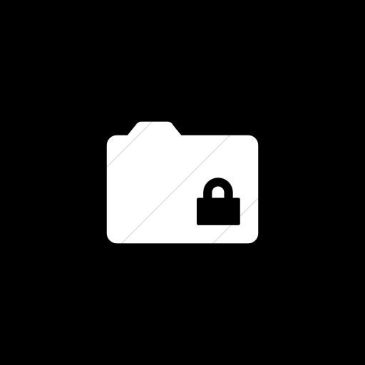 Flat Square White On Black Foundation Folder Lock Icon