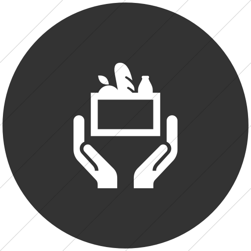 Flat Circle White On Dark Gray Iconathon Food Bank Icon