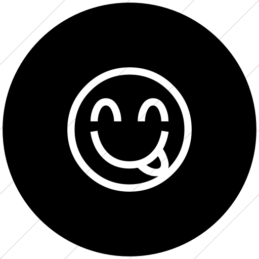 Flat Circle White On Black Classic Emoticons Face