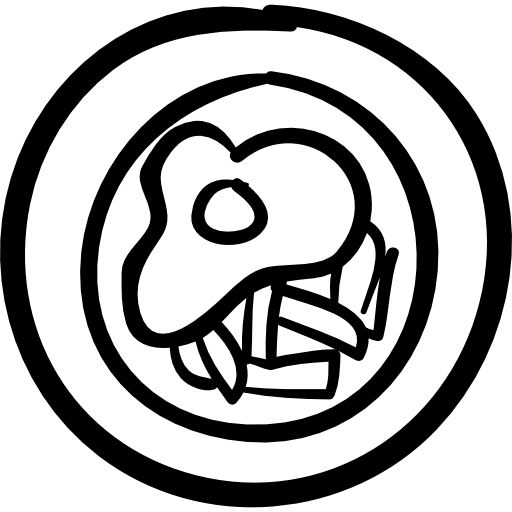 Egg And Fries Hand Drawn Food Plate