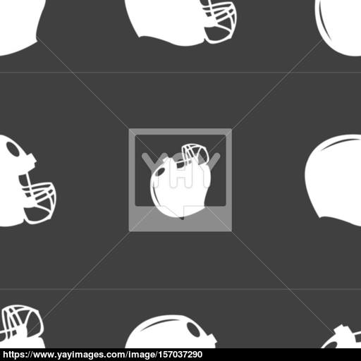 Football Helmet Icon Sign Seamless Pattern On A Gray Background