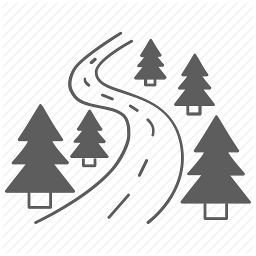 Forest, Nature, Road, Sign, Tree, Way Icon