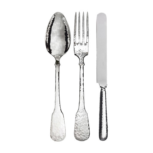 Troiana Sterling Silver Spoon + Fork + Knife Set For Two