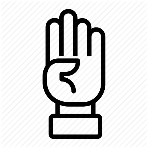 Counting, Four, Four Fingers, Hand, Sign Language Icon