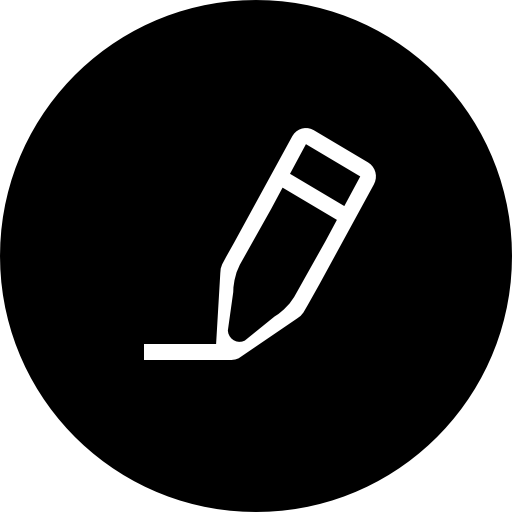 Pencil In Black Circular Interface Button