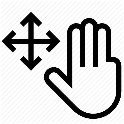 Direction, Drag, Fingers, Four, Free, Move, Tree Icon