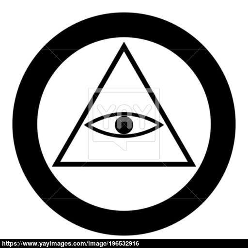 All Seeing Eye Symbol Icon Black Color In Circle Or Round Vector