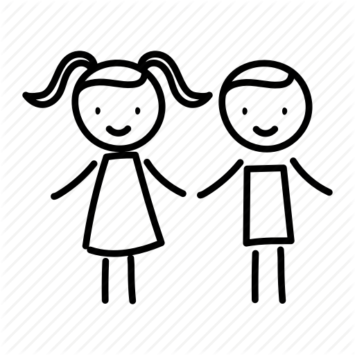 Boy, Friends, Friendship, Girl, Hand Drawn, Playing, School Icon