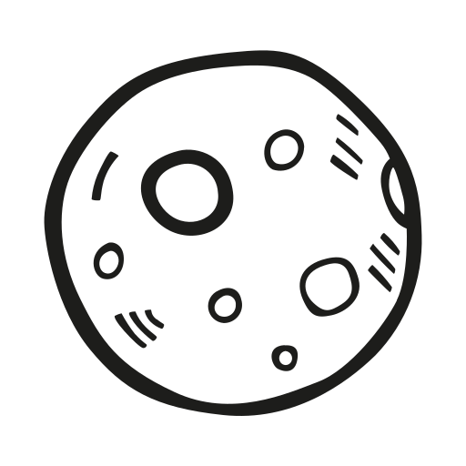 Moon, Full, Moon Icon Free Of Space Hand Drawn Black Sticker
