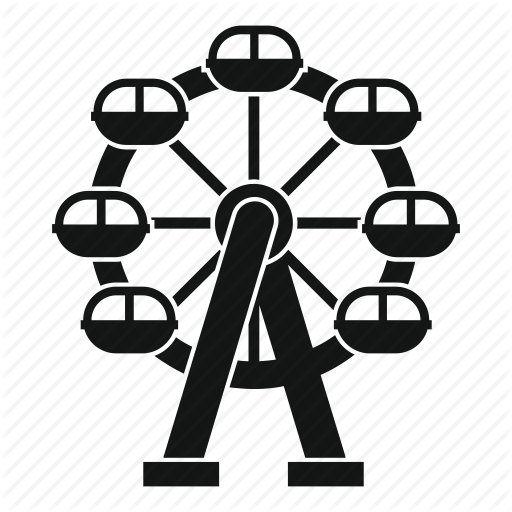 Background, Ferris, Fun, Park, Vintage, Wheel, White Icon