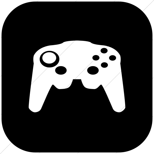 Flat Rounded Square White On Black Classica Video Game