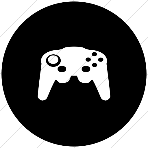 Flat Circle White On Black Classica Video Game