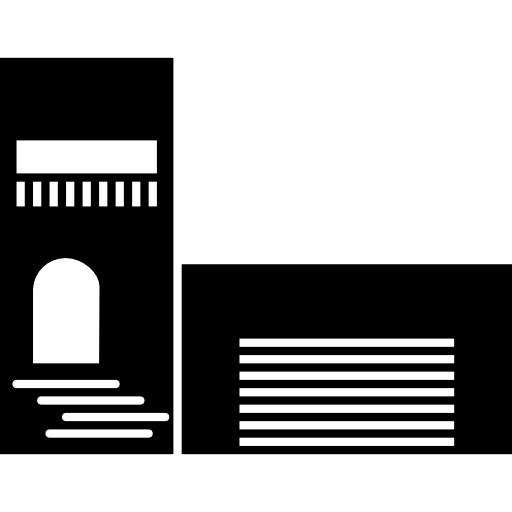 House Frontal View With Entrance Door And Garage Icons Free Download