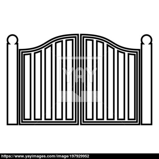 Old Gate Icon Black Color Illustration Flat Style Simple Image