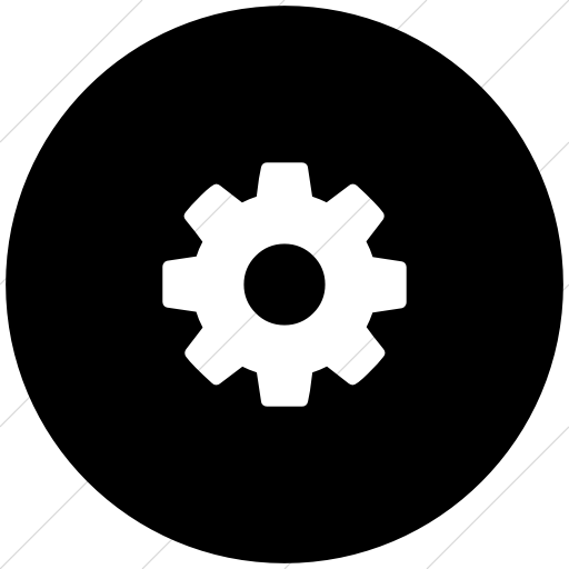 Flat Circle White On Black Bootstrap Font Awesome Gear Icon
