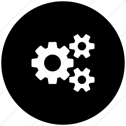 Flat Circle White On Black Bootstrap Font Awesome Gears