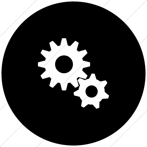 Flat Circle White On Black Raphael Gear Run Icon