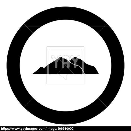 Mountan Black Color In Circle Vector