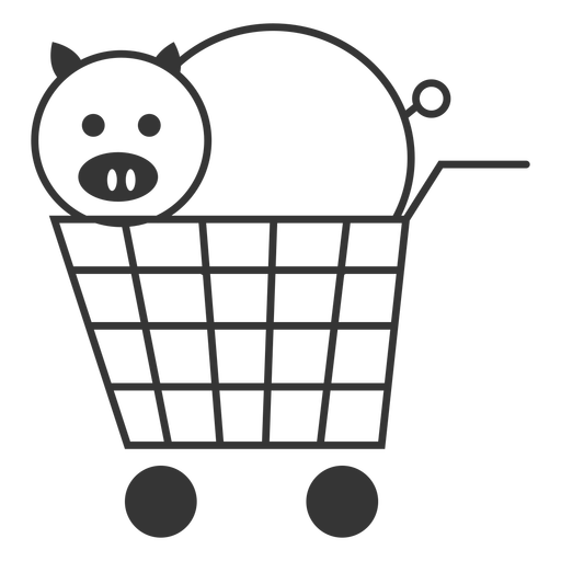 Pig In A Shopping Cart Icon