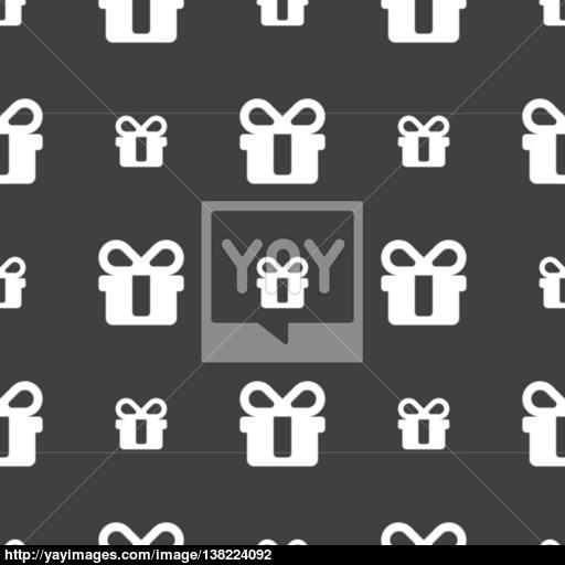 Gift Icon Sign Seamless Pattern On A Gray Background Vector