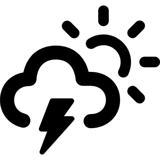 Lightining Cloud With Sun Icons Free Download