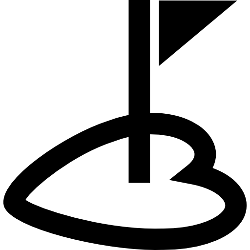 Golf Lover Concept With A Flag On A Pole In A Heart Field Icons