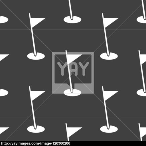 Golf Flag Web Icon Flat Design Seamless Pattern Vector