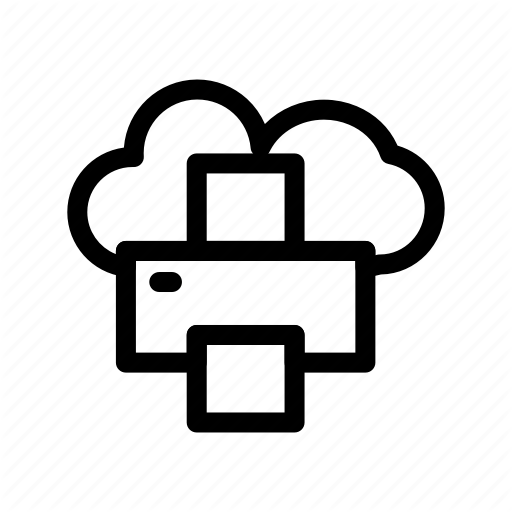 Cloud, Cloud Print, Cloud Printer, Network, Server Icon
