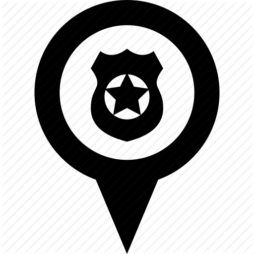Adress, Circle, Destination, Map, Pin, Police, Shield Icon