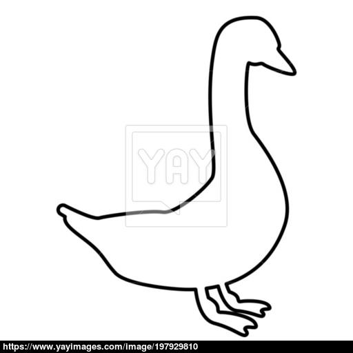 Goose Icon Black Color Illustration Flat Style Simple Image Vector