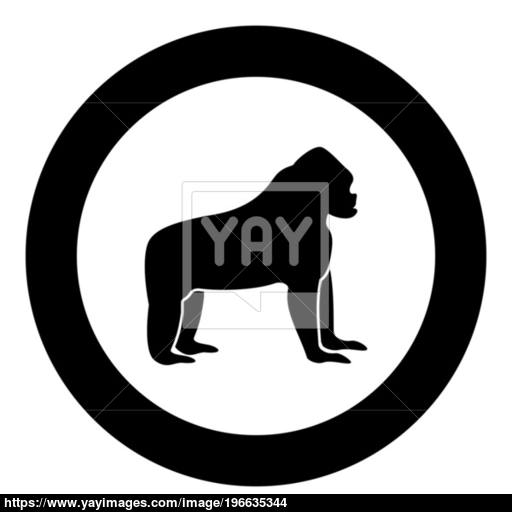 Gorilla Black Icon In Circle Vector Illustration Vector