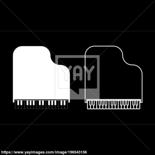 Grand Piano Icon Set White Color Illustration Flat Style Simple