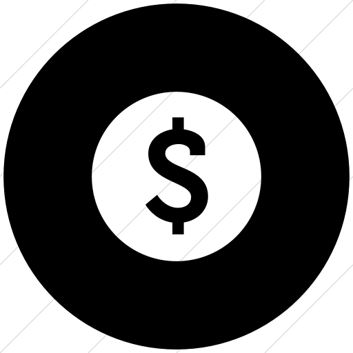 Flat Circle White On Black Raphael Dollar Sign Icon