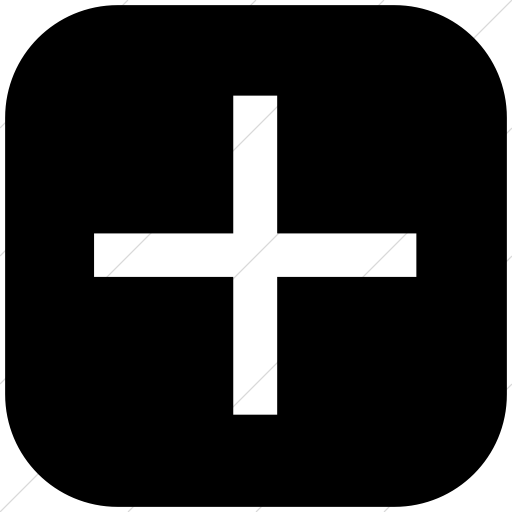 Flat Rounded Square White On Black Classica Plus Sign Icon