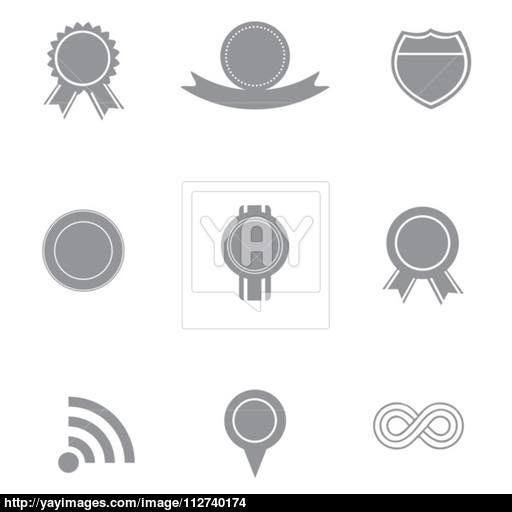 Set Of Grey And White Badge And Ribbon Icons Vector