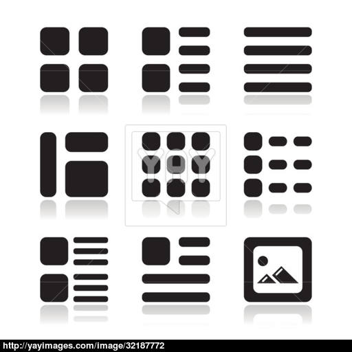 Gallery View Display Options Icons Set