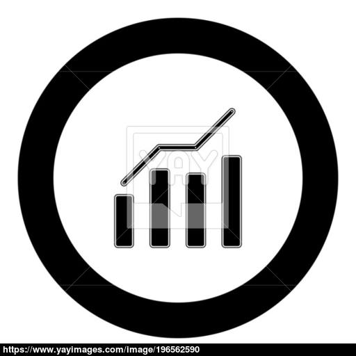 Growth Chart Icon Black Color In Circle Vector