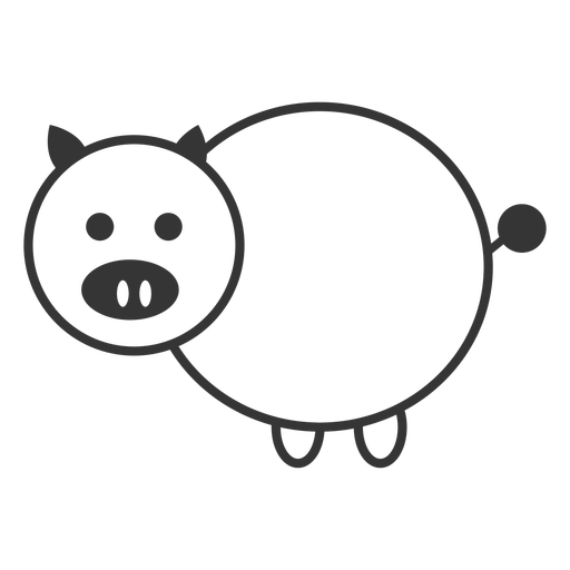 Black And White Pig Line Style Icon